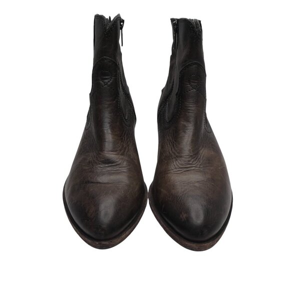 Frye Ray Seam Brown Distressed Leather Western Heeled Ankle Boots Womens 7.5 - Picture 6 of 12